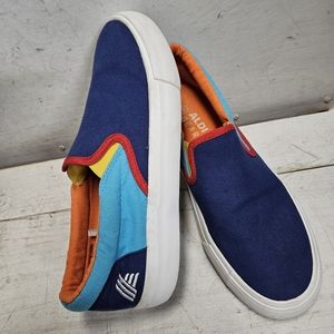 ALDI Colorful Embroidered Slip On Shoes Casyal Sneakers Womens Size 9